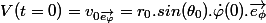 V(t=0)=v_{0 \vec{e_{\varphi}}} = r_0. sin(\theta_0).\dot{\varphi}(0).\vec{e_{\phi}}